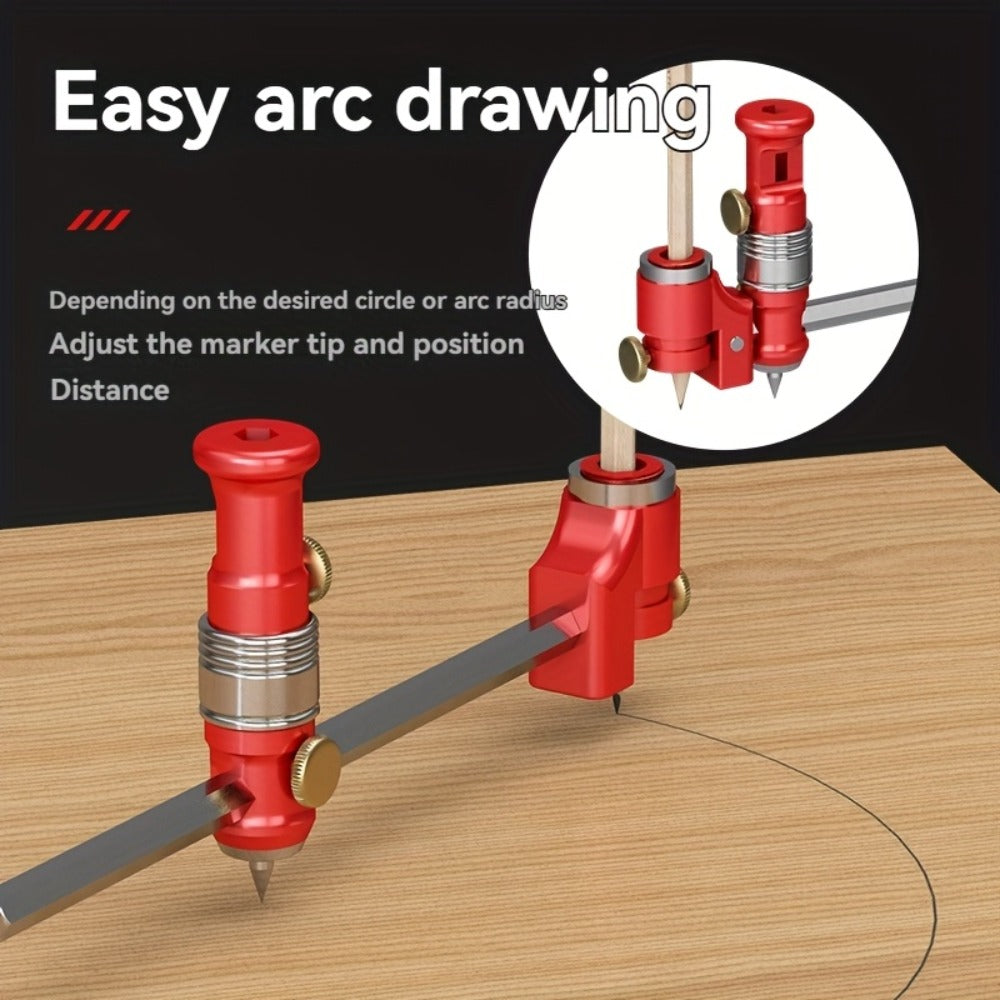 Marking Ruler 3-in-1 Multifunctional Woodworking Layout Tool Metric Imperial Straight Line Parallel Arc Height Marking for DIY Carpentry