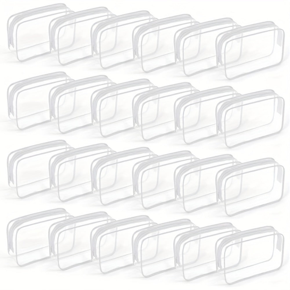 TSA Approved Clear Toiletry Bags Set of 24 Transparent Travel Makeup Organizer Pouches Medium Size Airport Security Quart Bag for Liquids