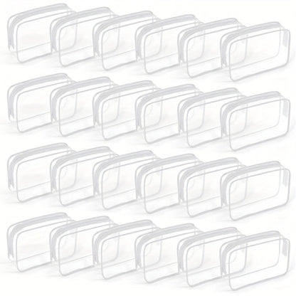 TSA Approved Clear Toiletry Bags Set of 24 Transparent Travel Makeup Organizer Pouches Medium Size Airport Security Quart Bag for Liquids