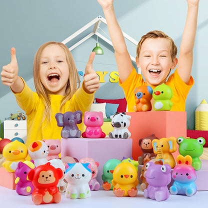 Cute Animal Toys 24 Pcs, Mini Kawaii Animal Squeeze Toys for Kids Birthday Party Favors, Classroom Prizes