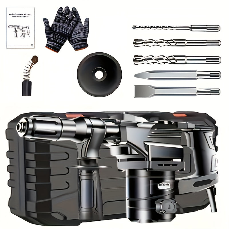 Hammer Drill 1100W 3-in-1 Multi-Function Electric Drill, Rotary Hammer & Chisel, Variable Speed for Concrete Wall Wood Metal Drilling