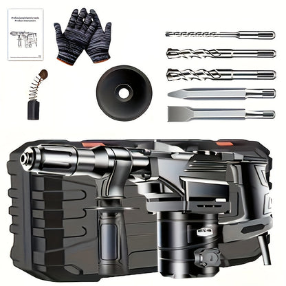 Hammer Drill 1100W 3-in-1 Multi-Function Electric Drill, Rotary Hammer & Chisel, Variable Speed for Concrete Wall Wood Metal Drilling