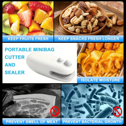 Mini Bag Sealer Two-Pack in White with USB-C Charging, Heat-Seal Button, Cutter and Magnetic Back