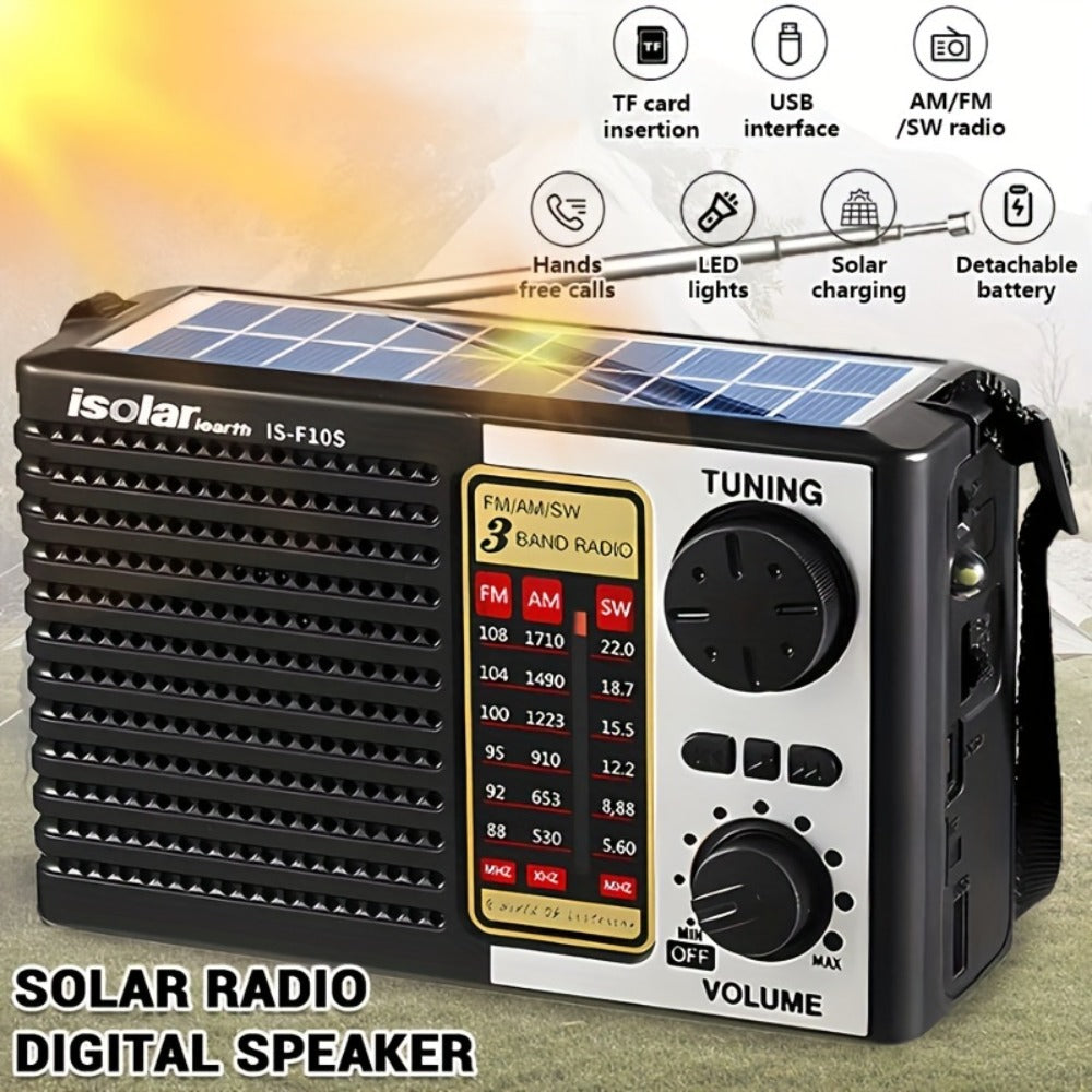 Rechargeable Solar Radio Speaker FM AM Portable Outdoor Radio with MP3 Player Flashlight Adjustable for a Home Lash Beauty Routine