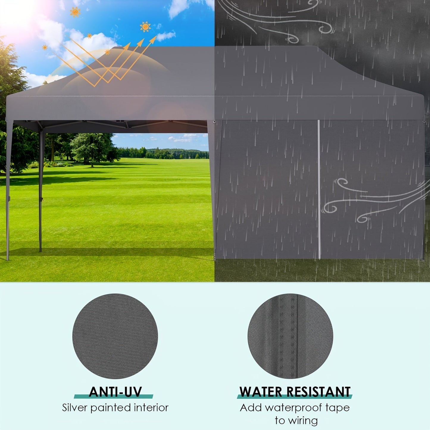 Pop Up Canopy Tent with Sidewalls, Outdoor Party Wedding Backyard for Garden, Patio and Yard Use