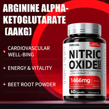 Nitric Oxide Supplement 1466mg with L-Arginine, L-Citrulline & Beet Root, Boosts Blood Flow, Pump