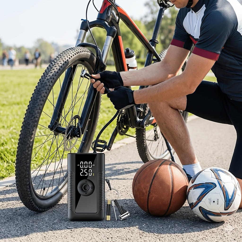 160 PSI Cordless Tire Inflator with 6000mAh Battery, Digital Pressure Display, LED Light and Nozzle Set