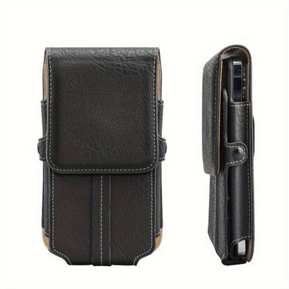Phone Holster Belt Clip PU Leather Universal Waist Pouch 5.2–7.2 Inch – Vertical Carry Case with Metal Clip & Belt Loop for iPhone 16 15 14