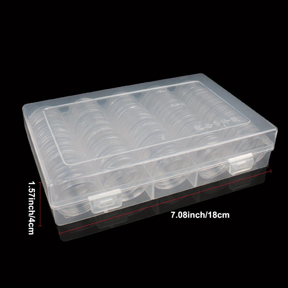 Clear Coin Capsules 300PCS with Adjustable EVA Foam Gaskets, Plastic Round Coin Holders for Collectors