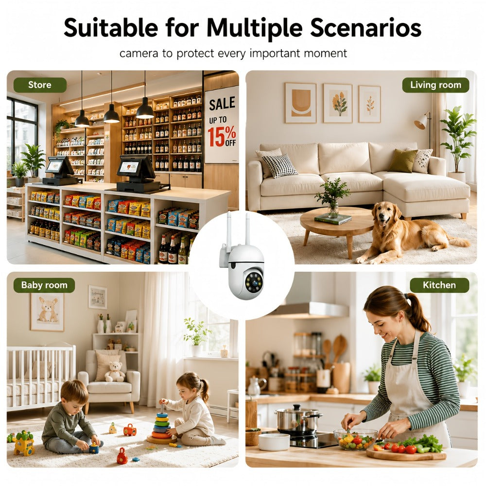 4-Pack Indoor Security Camera 5GHz WiFi 3MP 360° Pan Tilt Zoom, AI Motion Detection & Auto-Tracking