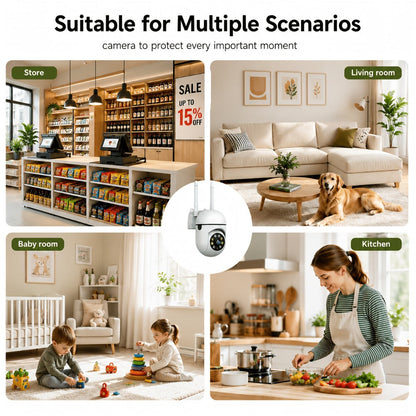 4-Pack Indoor Security Camera 5GHz WiFi 3MP 360° Pan Tilt Zoom, AI Motion Detection & Auto-Tracking