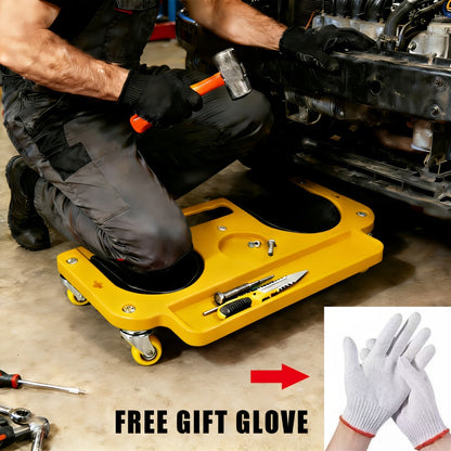 Rolling Knee Creeper Pad with Built-In Tool Tray – ABS High-Impact Frame, Cushioned Kneeling Pad for Car Repairs, Carpentry & Flooring