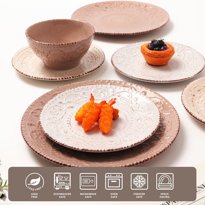 16-Piece Ceramic Dinnerware Set Service for 4 – Stoneware Plates Bowls Mugs Chip Scratch Resistant Dishwasher Microwave Safe Holiday Gift