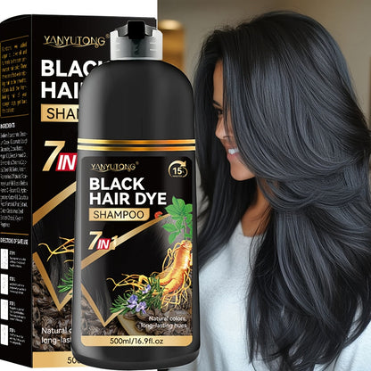 Hair Dye Shampoo Natural Plant Pigments, Covers Gray Hair Fast in 1 Wash, 16.91oz Color Shampoo in Black