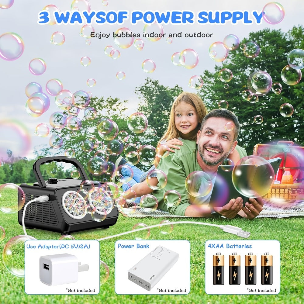 Dual-Wheel Bubble Machine with White Single-Unit or Black and Light White Two-Unit Bundle Labels