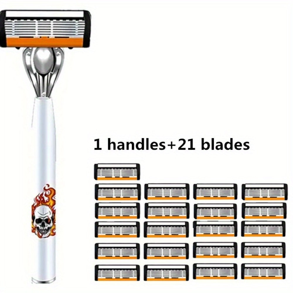 Men's Safety Razor with Replacement Blades - Anti-Slip Stainless Steel Handle Shaver for Beard & Sideburns