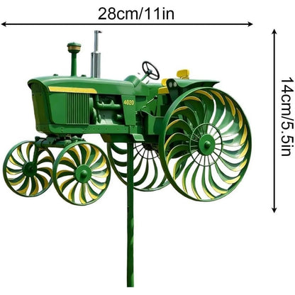 Garden Windmill Stake Tractor-Shaped | Rotating Wheels Pinwheel for Patio Yard Lawn Outdoor Sculpture Decor Gift