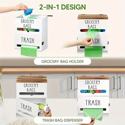 Garbage Bag Dispenser Kitchen Organizer Wall-Mount or Under-Sink Rack in Single or Dual Compartments