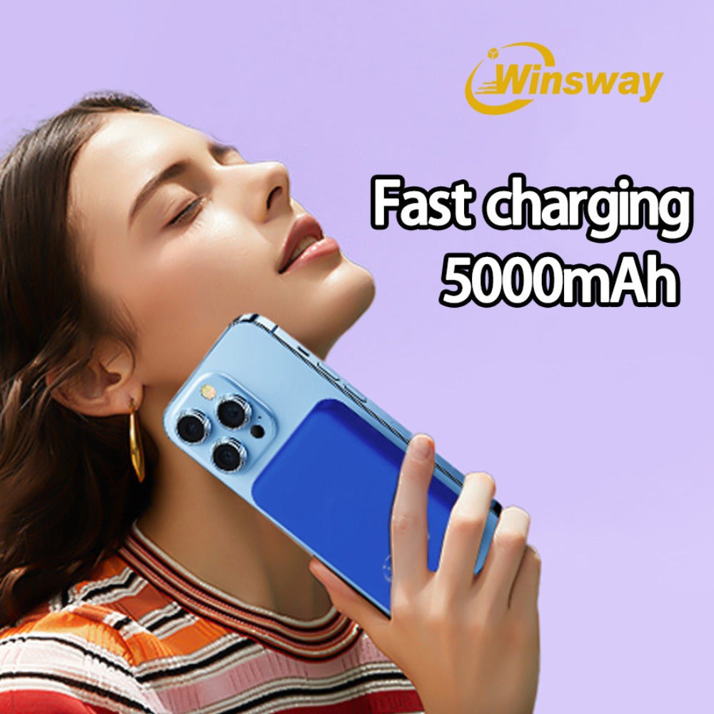 Power Bank Magnetic 5000mAh Mini with Wireless Charging, PD, QC3.0 and Eight Colors for Travel