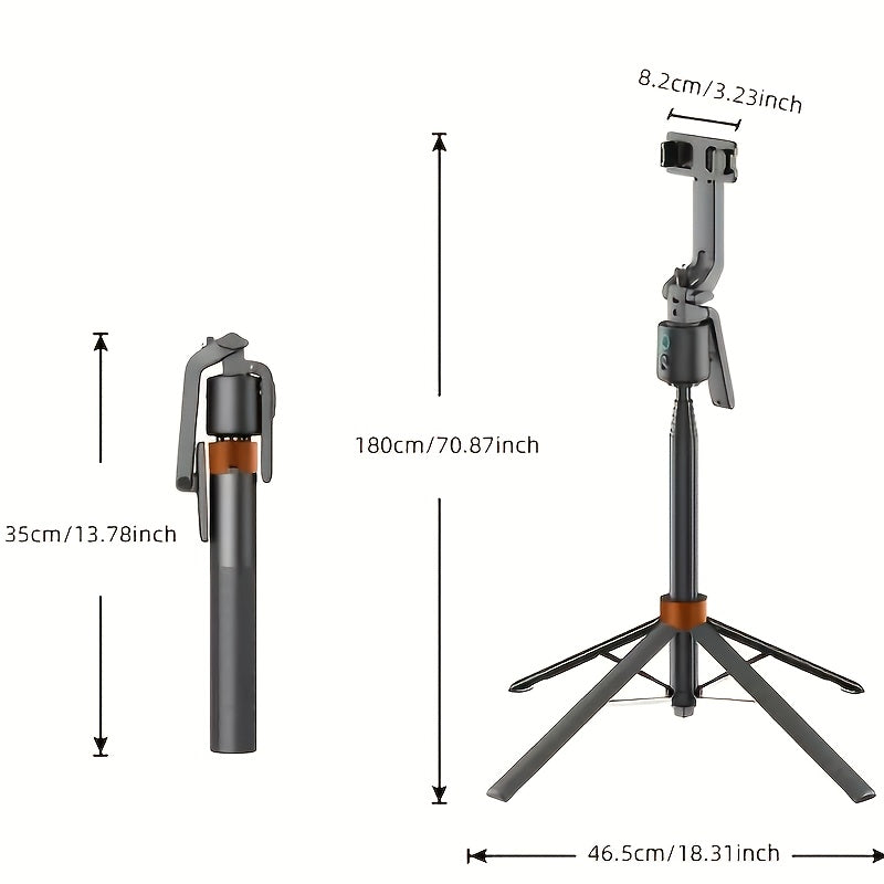 Q13 Tracking Selfie Stick Tripod with 180cm Pole, Fold-Out Base, Remote and 1/4-Inch Mount