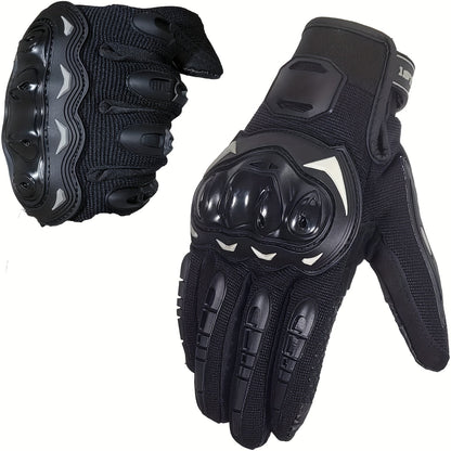 Full-Finger Motorcycle Gloves with Dome Knuckle Shell, Dotted Palms, Black or Red in M to XXL