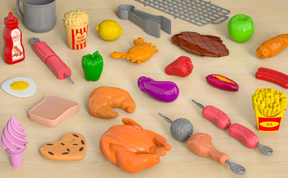 Pretend Play Kitchen Playset with Lights & Sounds, Interactive Toy Kitchen Accessories for Toddlers Ages 3+