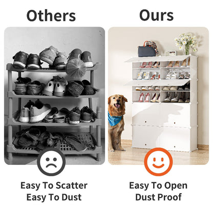 Shoe Rack Organizer Free Standing, Shoe Storage Cabinet for Boots, Slippers & High Heels, 2×6 / 3×8 Tier Shoe Shelf for Closet