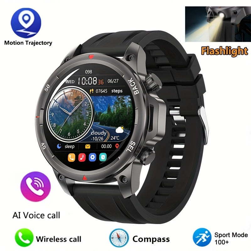 Smartwatch GPS NFC for Men – AI Voice Calling, 360×360 HD Screen, Built-in Compass, Motion Trajectory, Heart Rate Sleep Fitness