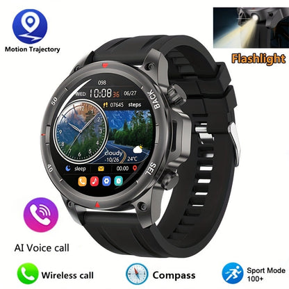 Smartwatch GPS NFC for Men – AI Voice Calling, 360×360 HD Screen, Built-in Compass, Motion Trajectory, Heart Rate Sleep Fitness