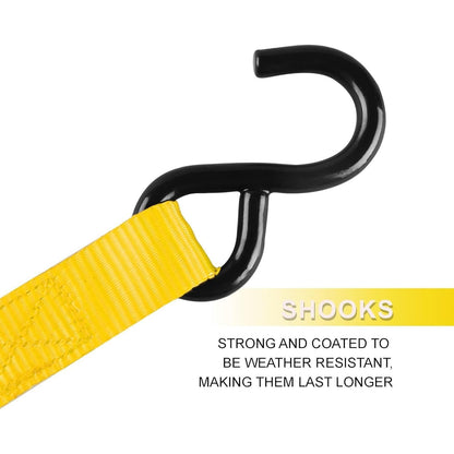 Ratchet Tie Down Straps 4-Pack 15FT 1, 500 lb Break Strength Heavy Duty with Soft Loops & Storage Bag – High-Visibility Webbing