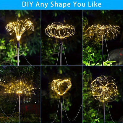 Solar Garden Light Firework Stakes with 8 Modes, 4 or 12-Pack Choices and White or Multicolor LEDs