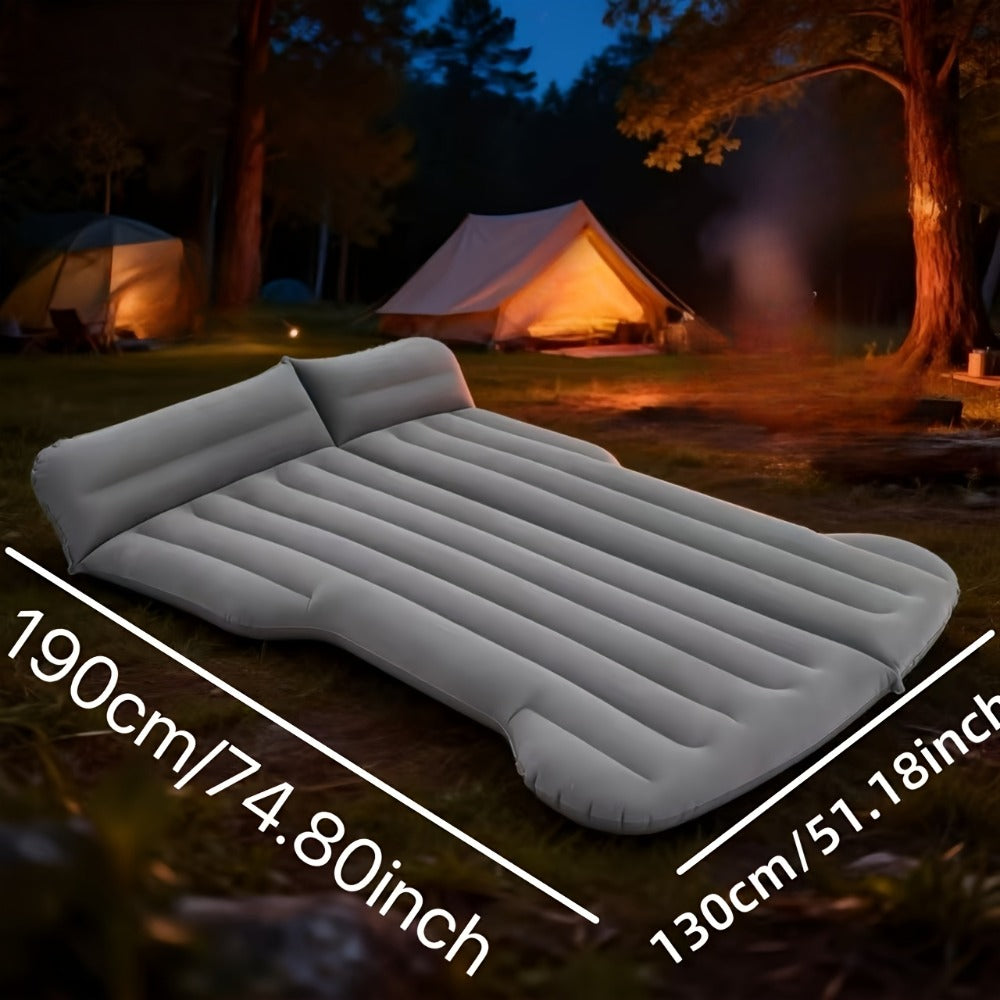 Inflatable Car Bed SUV Air Mattress – Flocked RV Camping Mattress 75"x51" with Storage Bag & Repair Kit | Black, Gray, Beige, Brown