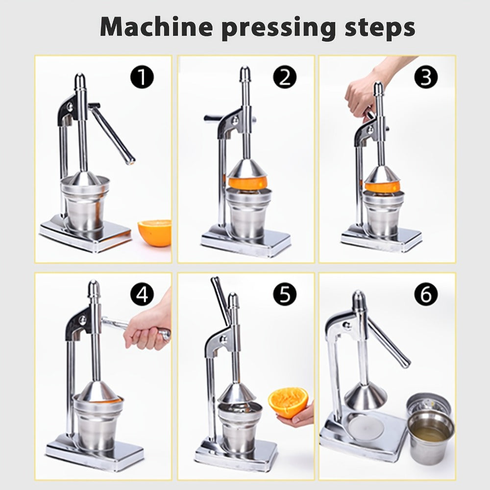Manual Citrus Juicer Stainless Steel Lemon Squeezer with Lever Press for Home Cooking, Dining and Outdoor Meals