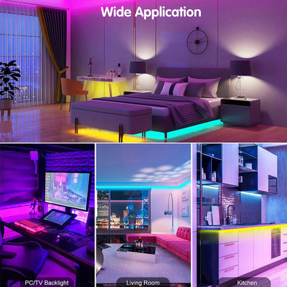 Color Changing LED Strip Lights RGB Music Sync App Remote Control 16 Million Colors Dimmable Timer DIY Smart Light Strip for Bedroom Living