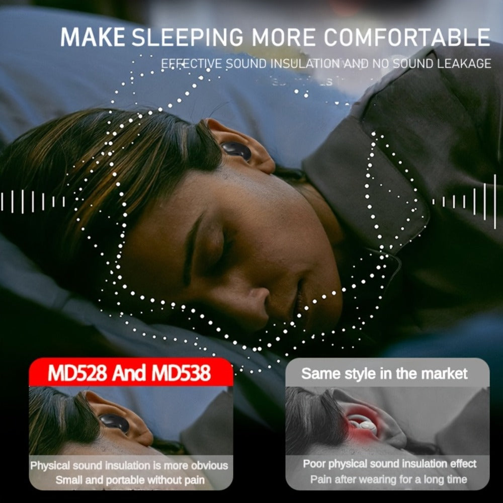 Ultra-Thin Bluetooth 5.3 Sleep Earbuds with Digital Charging Case in Black, Khaki or White