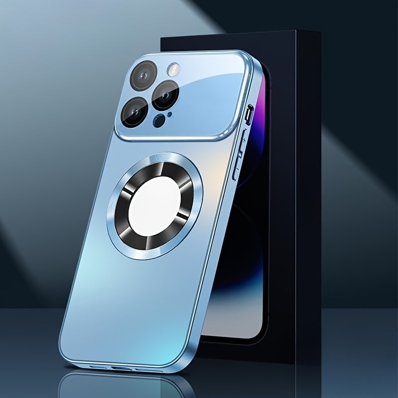 Phone Case Matte Titanium-Finish Cover with Built-In Glass Lens Protector for Select iPhone Models