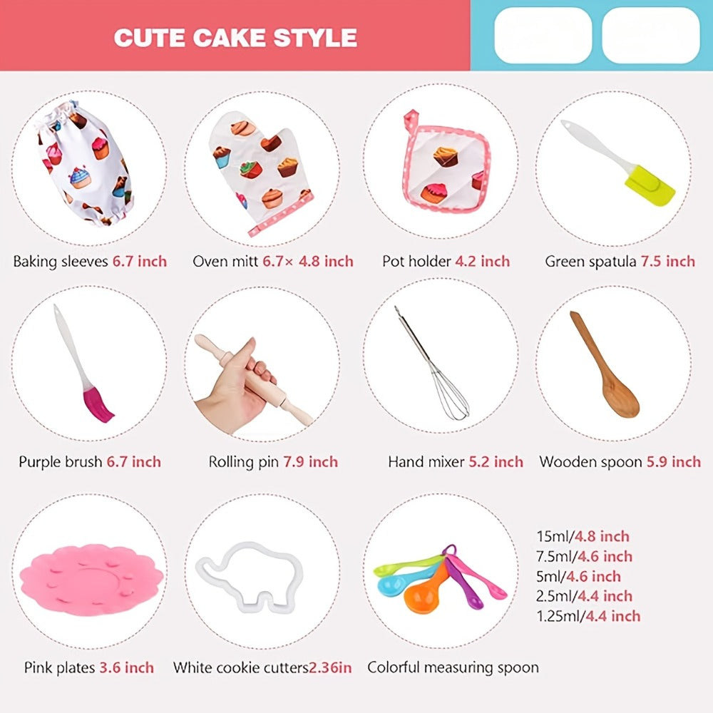 Kids Cooking & Baking Set 24 PCS, Chef Hat & Apron Dress-Up Costume with Baking Accessories for Girls Boys Ages 3-10