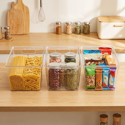 Clear Stackable Storage Bins with Lids 10 Pack – Large Plastic Pantry Organizer Containers with Handle, 11x7.5x6 Inch