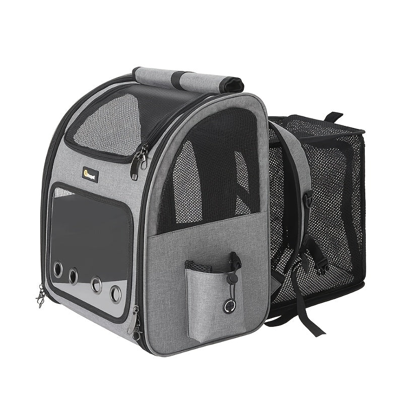 Expandable Pet Carrier Backpack | Airline Approved Foldable Cat Dog Travel Bag for Small Medium Pets, Breathable Mesh
