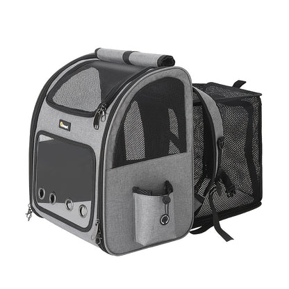 Expandable Pet Carrier Backpack | Airline Approved Foldable Cat Dog Travel Bag for Small Medium Pets, Breathable Mesh
