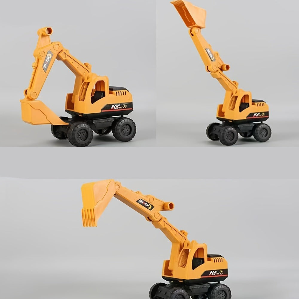 4-Piece STEM Construction Toy Vehicle Set for Toddlers, Shatterproof Excavator Mixer Dump Truck Bulldozer