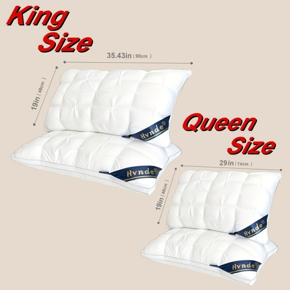 Luxury Hotel Pillows 2-Pack, King & Queen Size, Polyester Fill, Satin Cover, Deep Sleep Neck Support