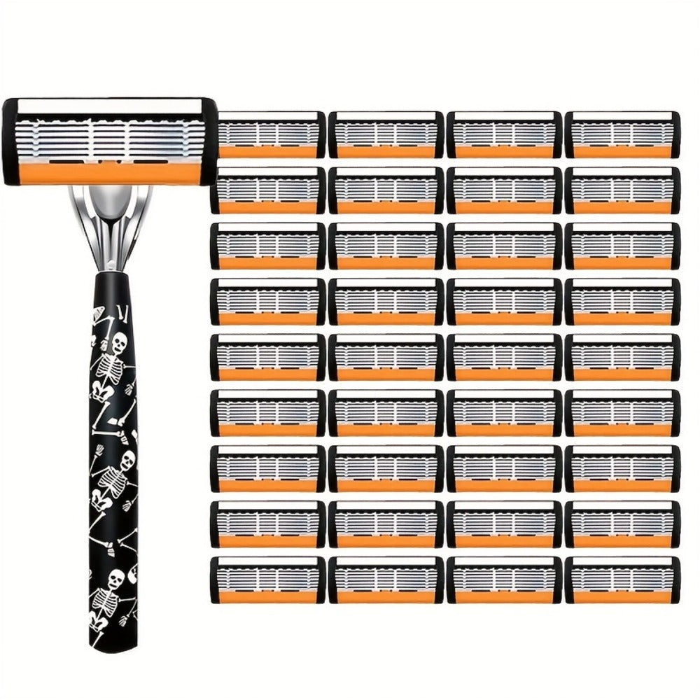 Safety Razor for Men 7-Layer Progressive Blades – Non-Slip Stainless Steel Handle Classic Double Edge Razor for Beard & Mustache Grooming