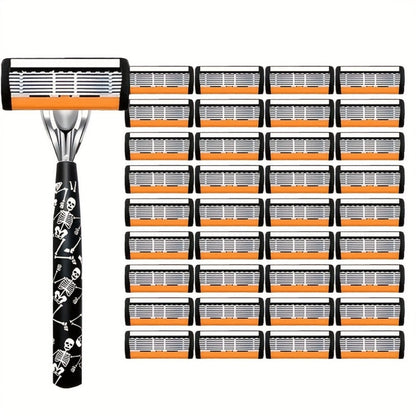 Safety Razor for Men 7-Layer Progressive Blades – Non-Slip Stainless Steel Handle Classic Double Edge Razor for Beard & Mustache Grooming