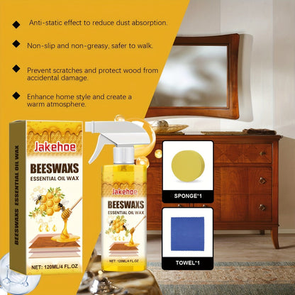 Wood Floor Beeswax Care Spray 4oz Hardwood Floor Cleaner Polish Scratch 3-in-1 Aromatherapy for Everyday Face, Beard and Body Grooming