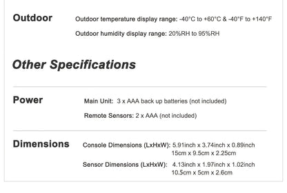 Indoor Outdoor Thermometer | Wireless Hygrometer Home Patio Greenhouse