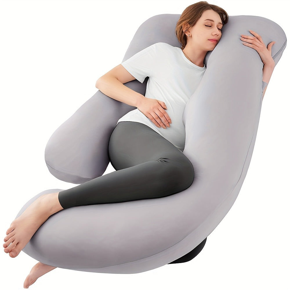 Maternity Pillow Full Body Pillow J-Shaped Pregnancy Pillow with Removable Cover Back Leg Tummy Support Multiple Styles & Sizes