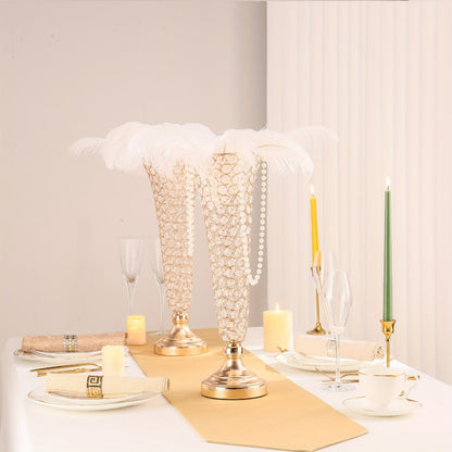 Crystal Trumpet Flower Vase Centerpieces for Wedding Table – Bling Wrought Crystal Vases for Party, Anniversary, Birthday