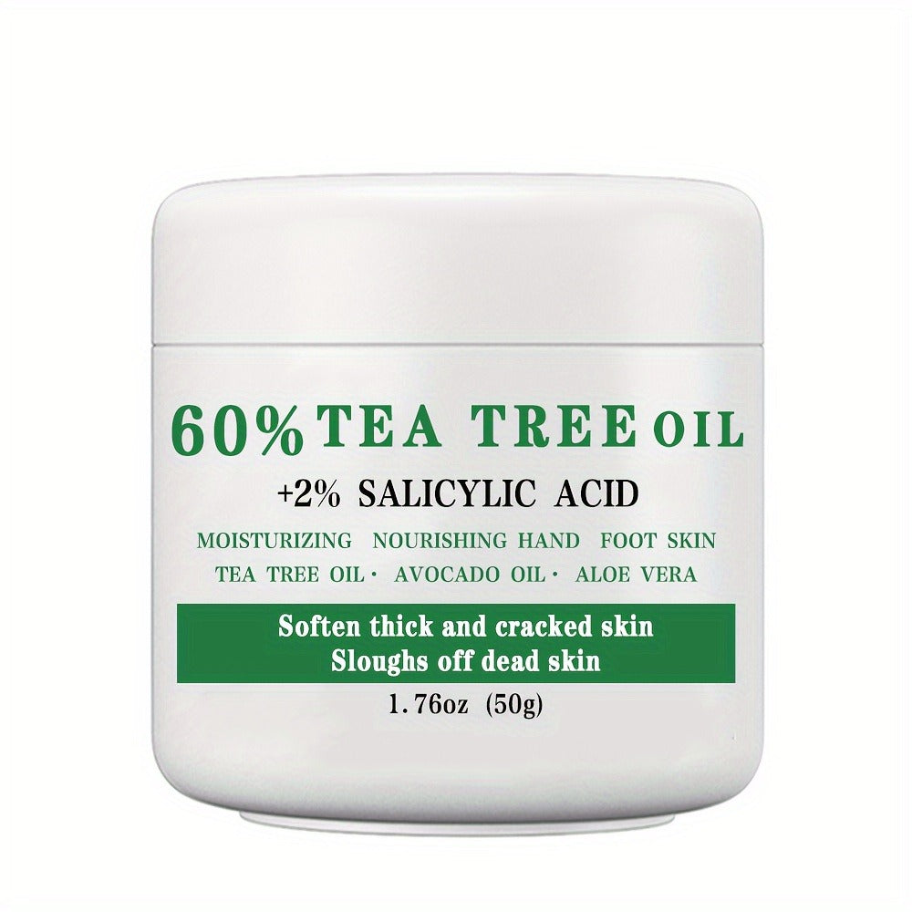 Tea Tree Foot Cream 50g with Salicylic Acid, Aloe Vera and Mint for Dry Heel and Callus Care at Home