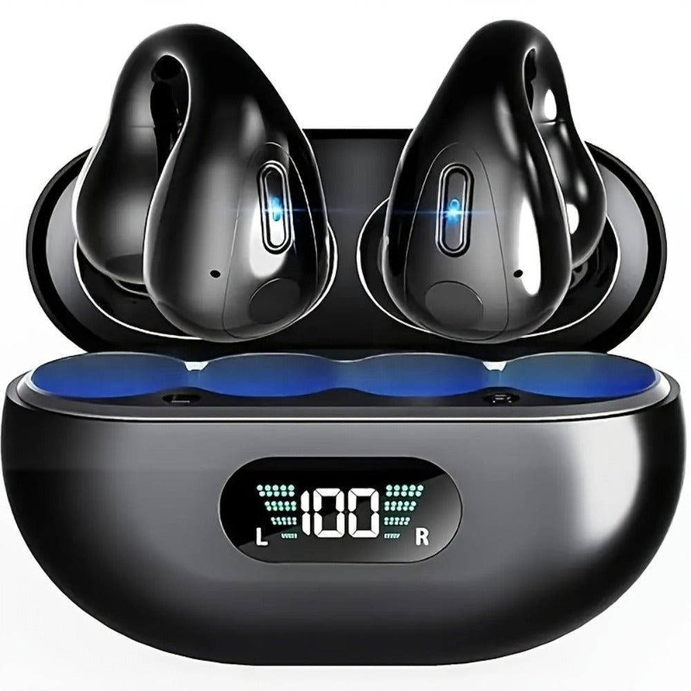 Menzluio Bone Conduction Headphones 48H Playtime HiFi Stereo Active Call Noise for Bedside Audio, Alarms and Room Entertainment